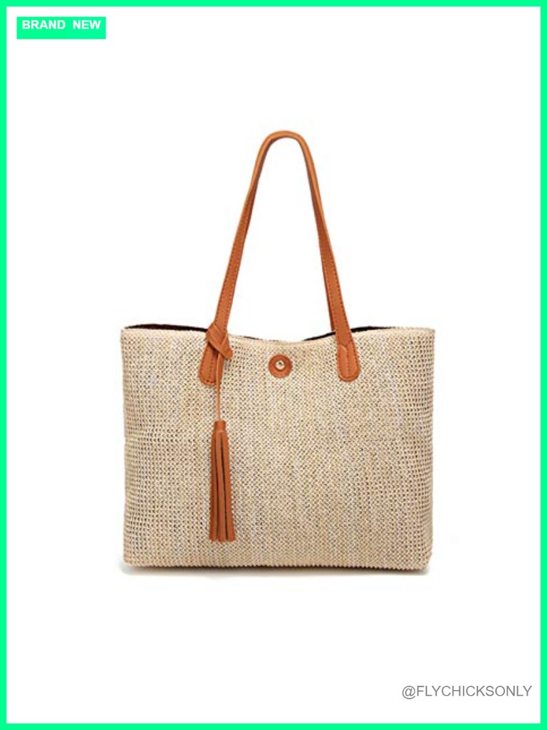 Straw Bucket Tote Bag With Tassel Shoulder Bag Purse Crossbody